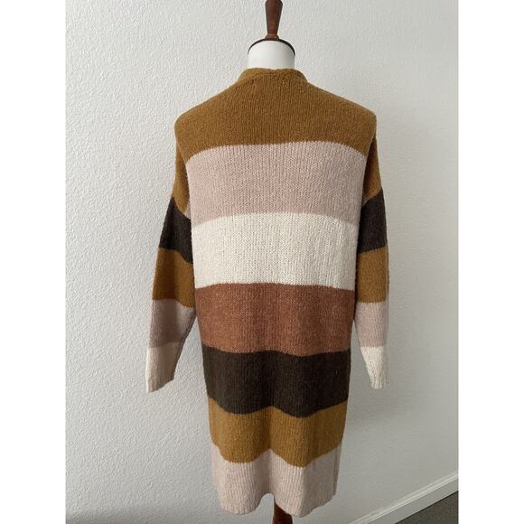 Dreamers Cardigan Sweater Striped Multicolor Open Front Stretch Knit - Picture 6 of 10